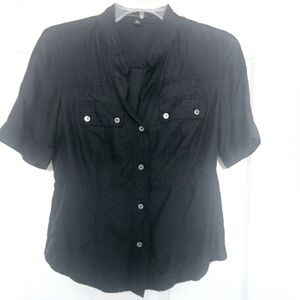 Banana Republic Black Silk Utility Blouse